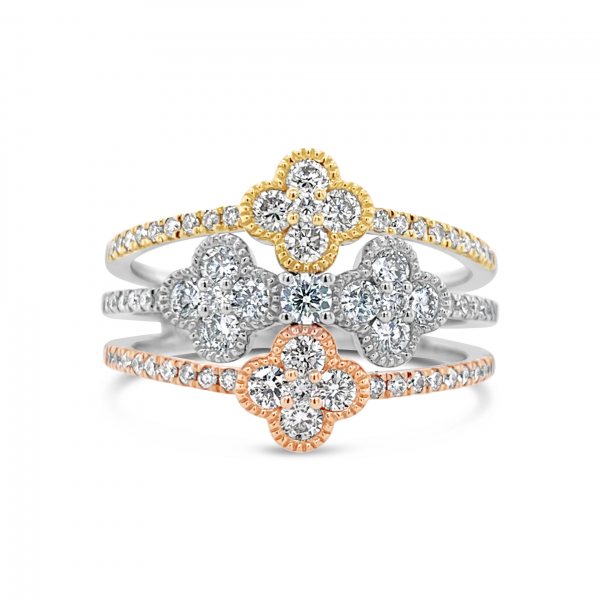 tri colored diamond ring